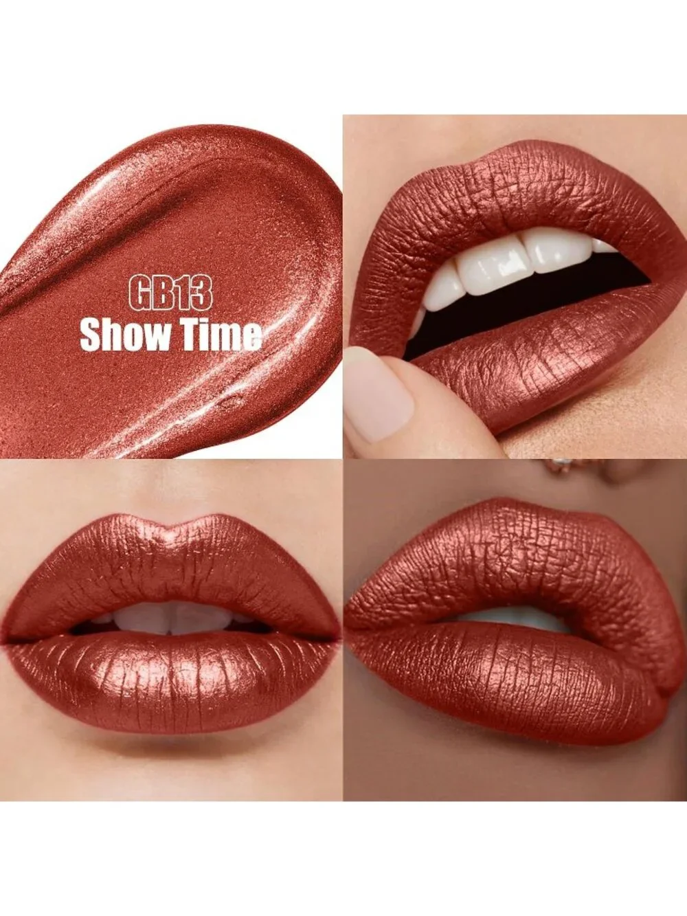 Women's GB13 Show Time Metallic 2-in-1 Glitter Long Lasting Lipstick & Lip Liner
